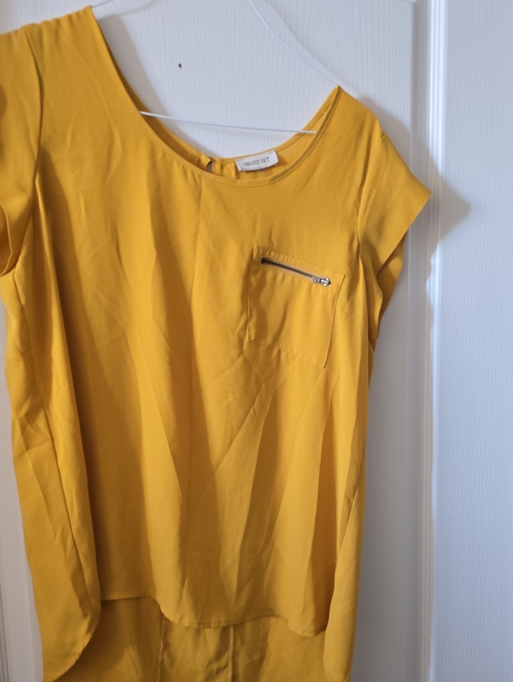 Smart Set Mustard Yellow Short-Sleeve Zip-Pocket BlouseSize XL